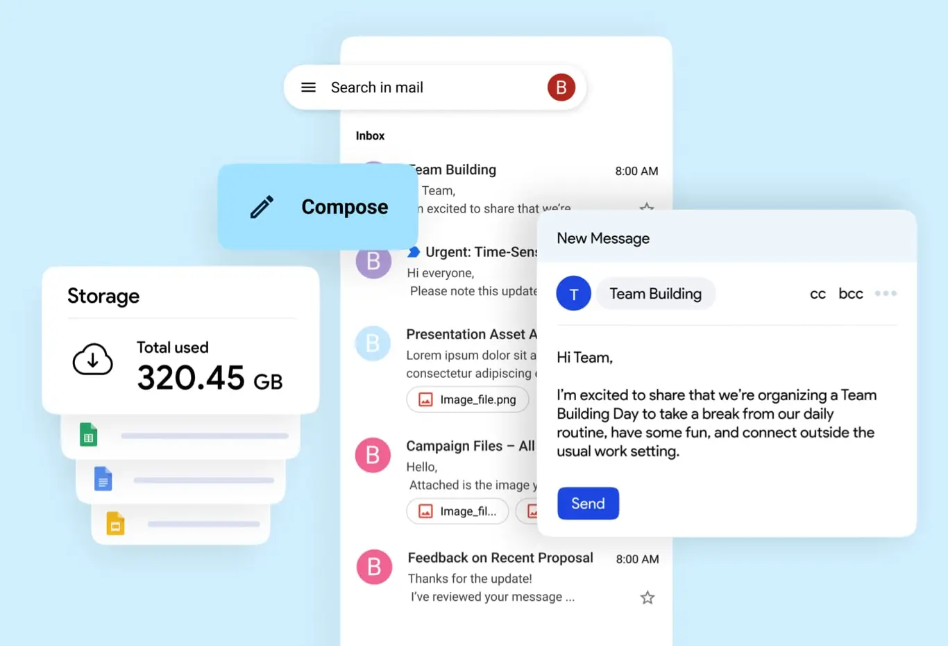 Interface de messagerie web Google workspace