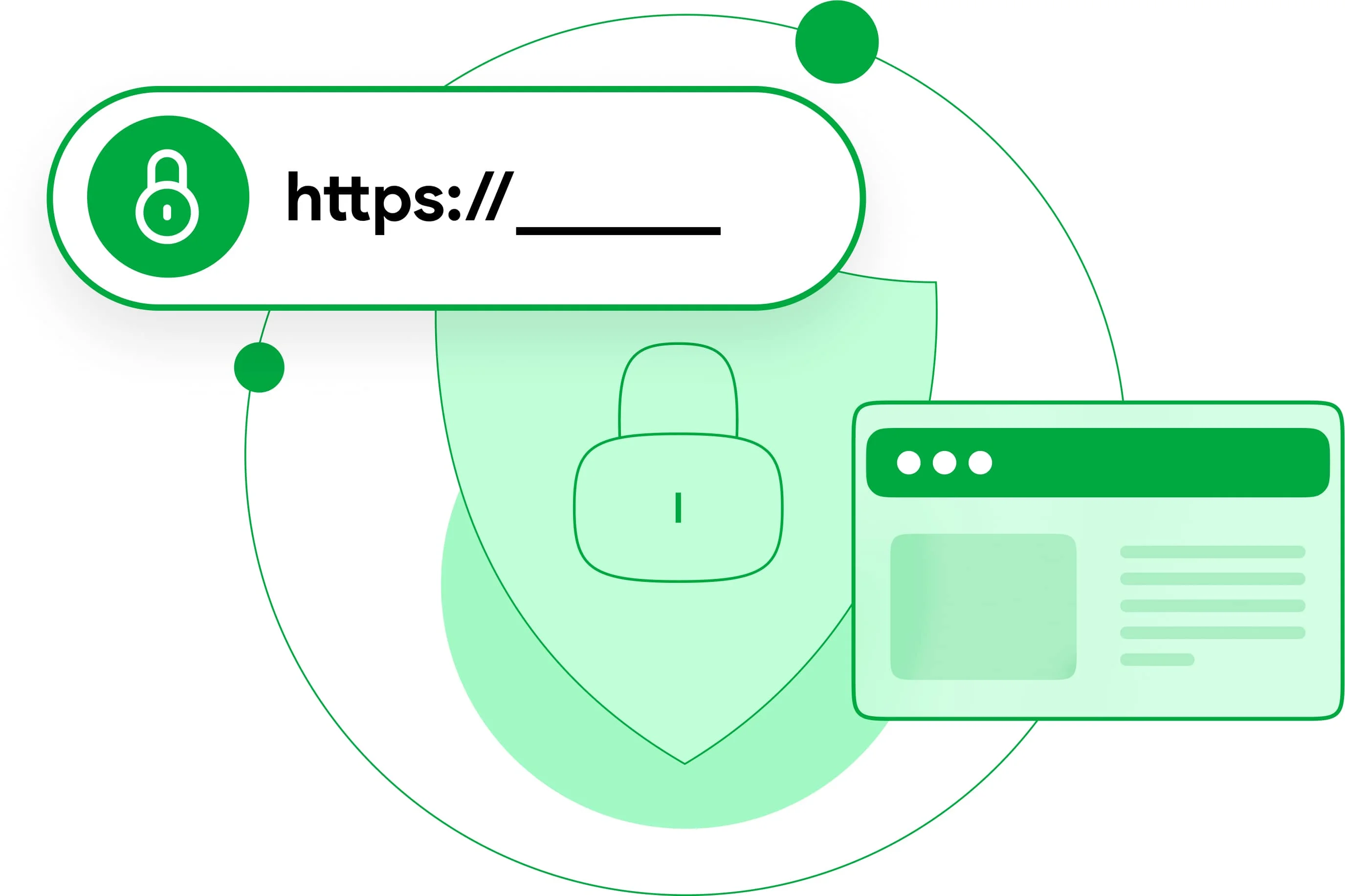 Illustration de sécurité SSL avec cadenas sur barre HTTPS